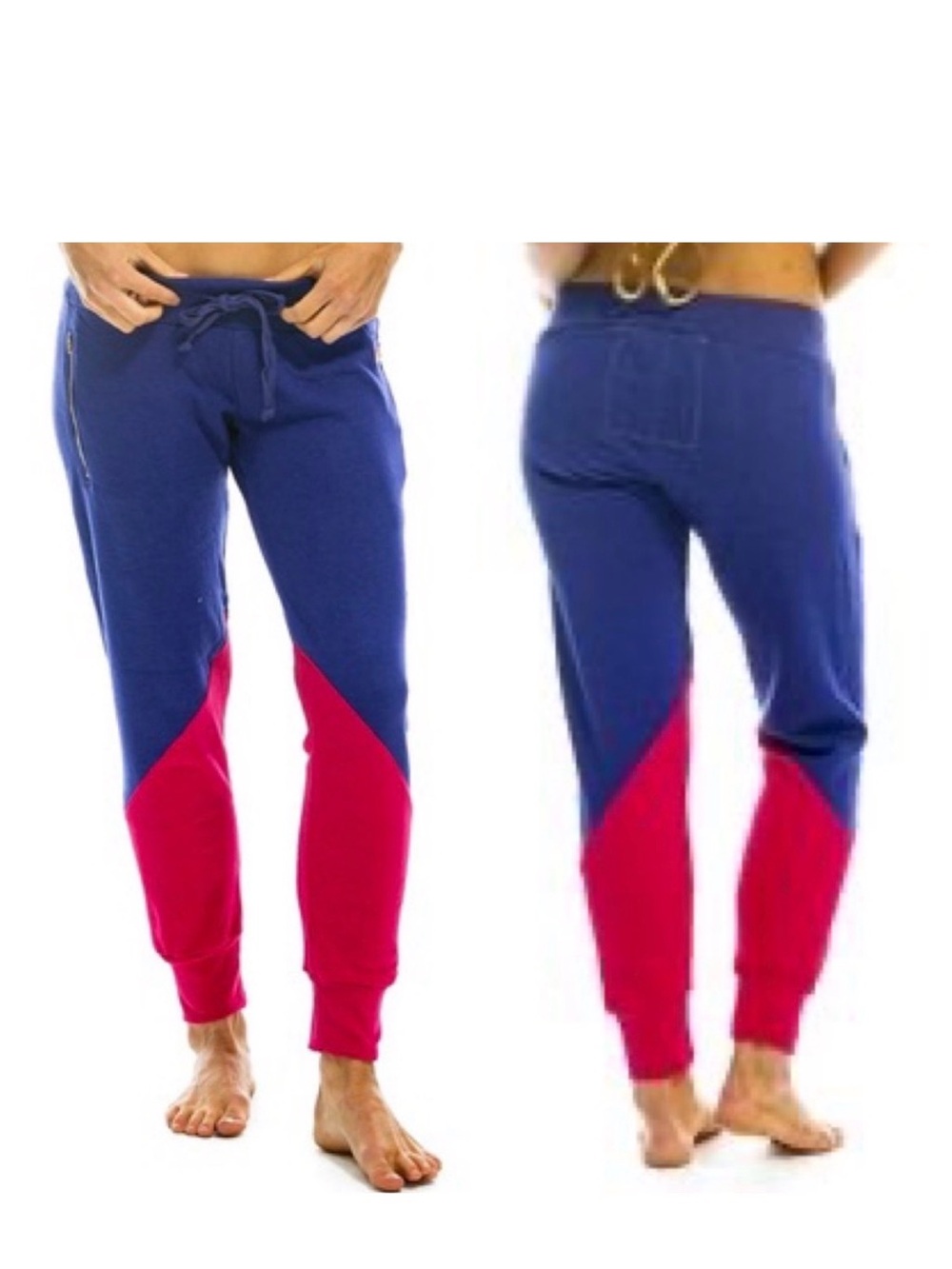 Aviator Nation size large Colorblock Jogger Pants - Royal Blue & Fuchsia